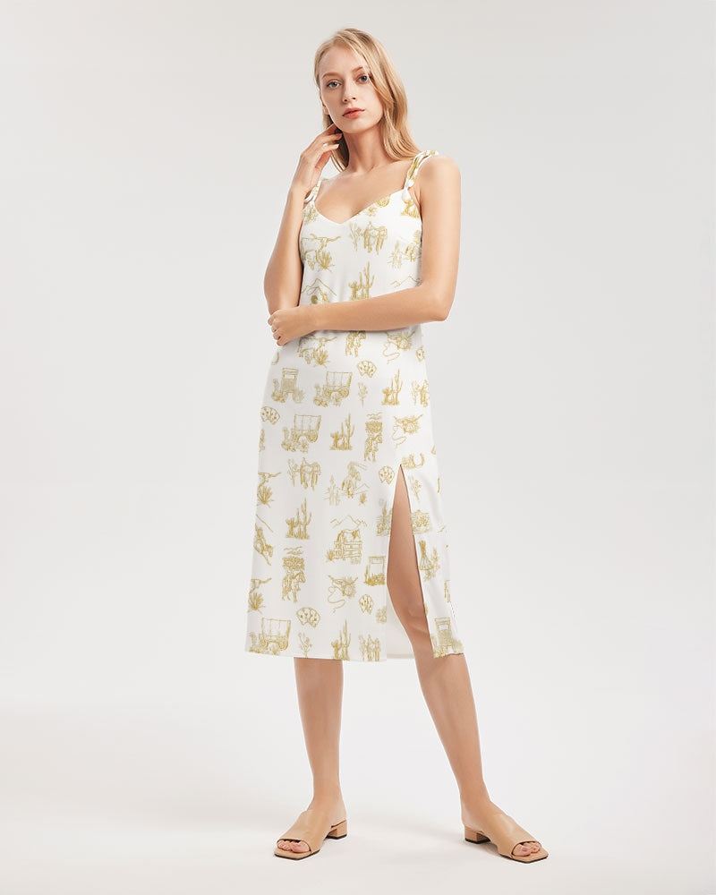 Western Culture Women's All-Over Print Tie Strap Split Dress