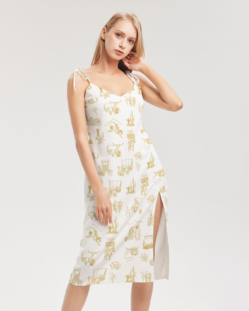 Western Culture Women's All-Over Print Tie Strap Split Dress