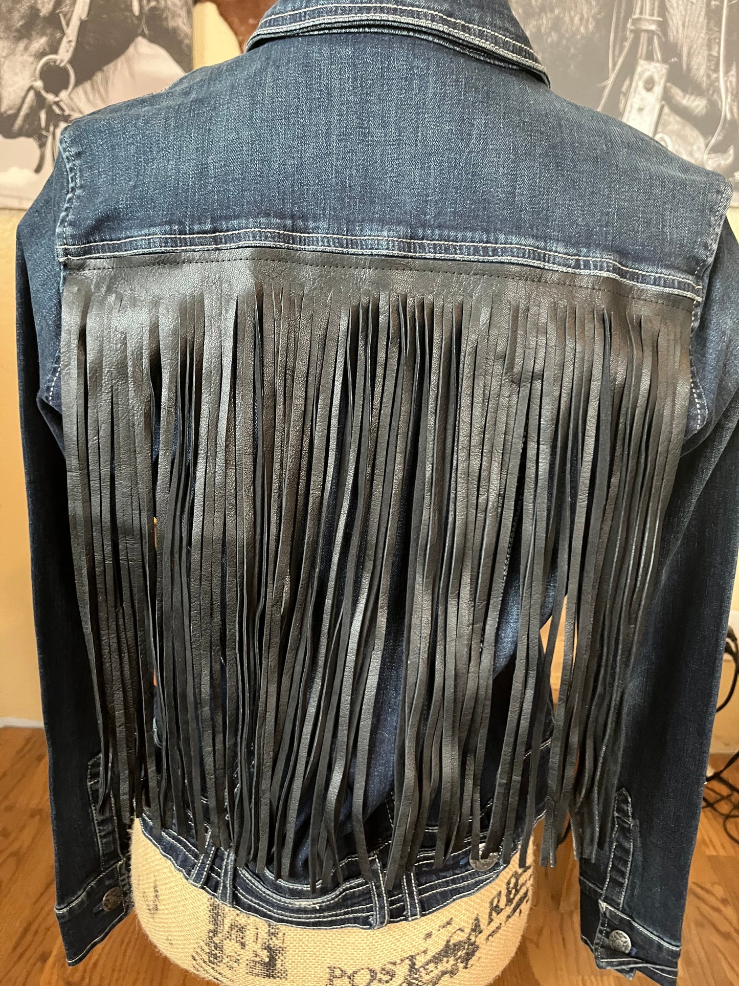 Rock 47 Upcycled Pendleton Fringe Denim Jacket