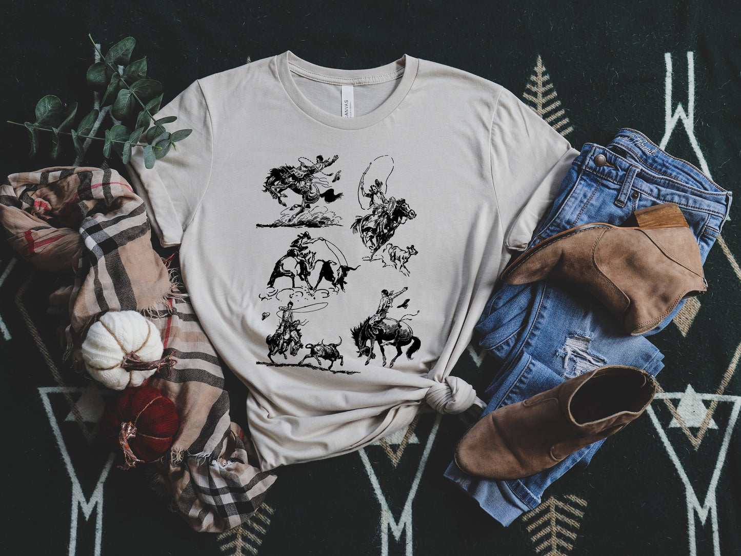 Cowboy Hand Drawn Silhouette Graphic Tee