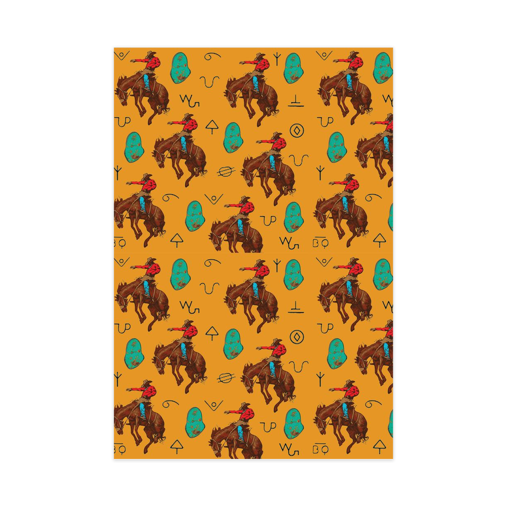 Turquoise and Broncs Mustard Wrapping Paper