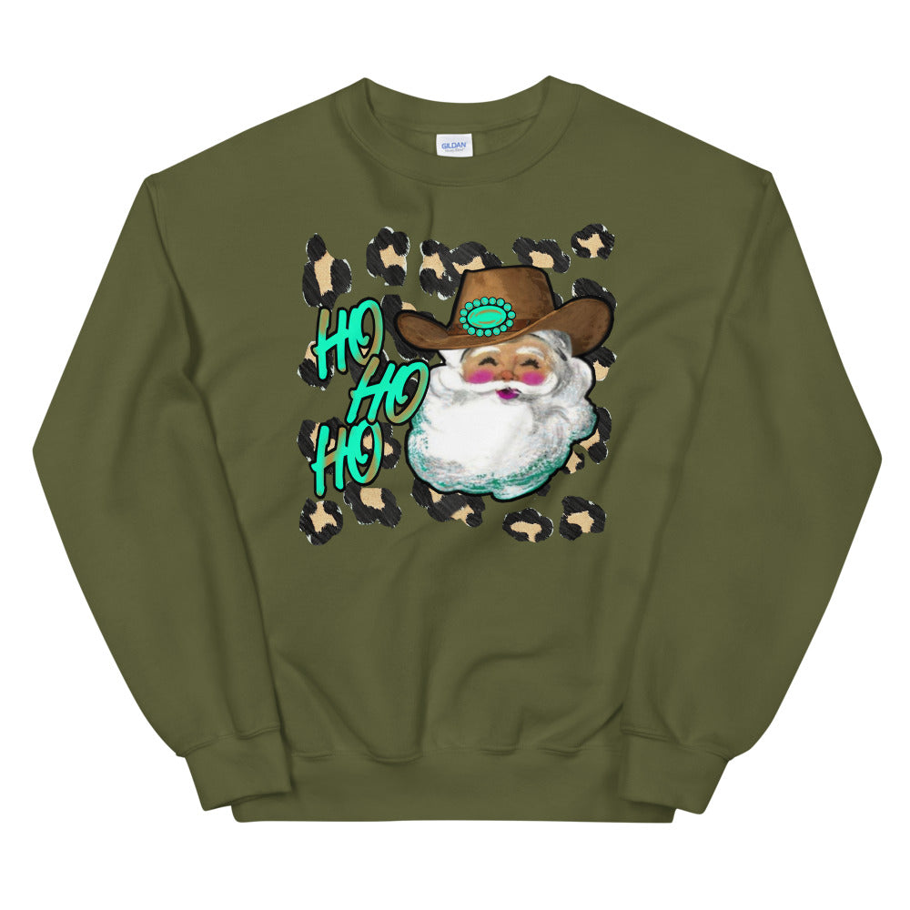 Ho Ho Ho Turquoise Santa Unisex Sweatshirt