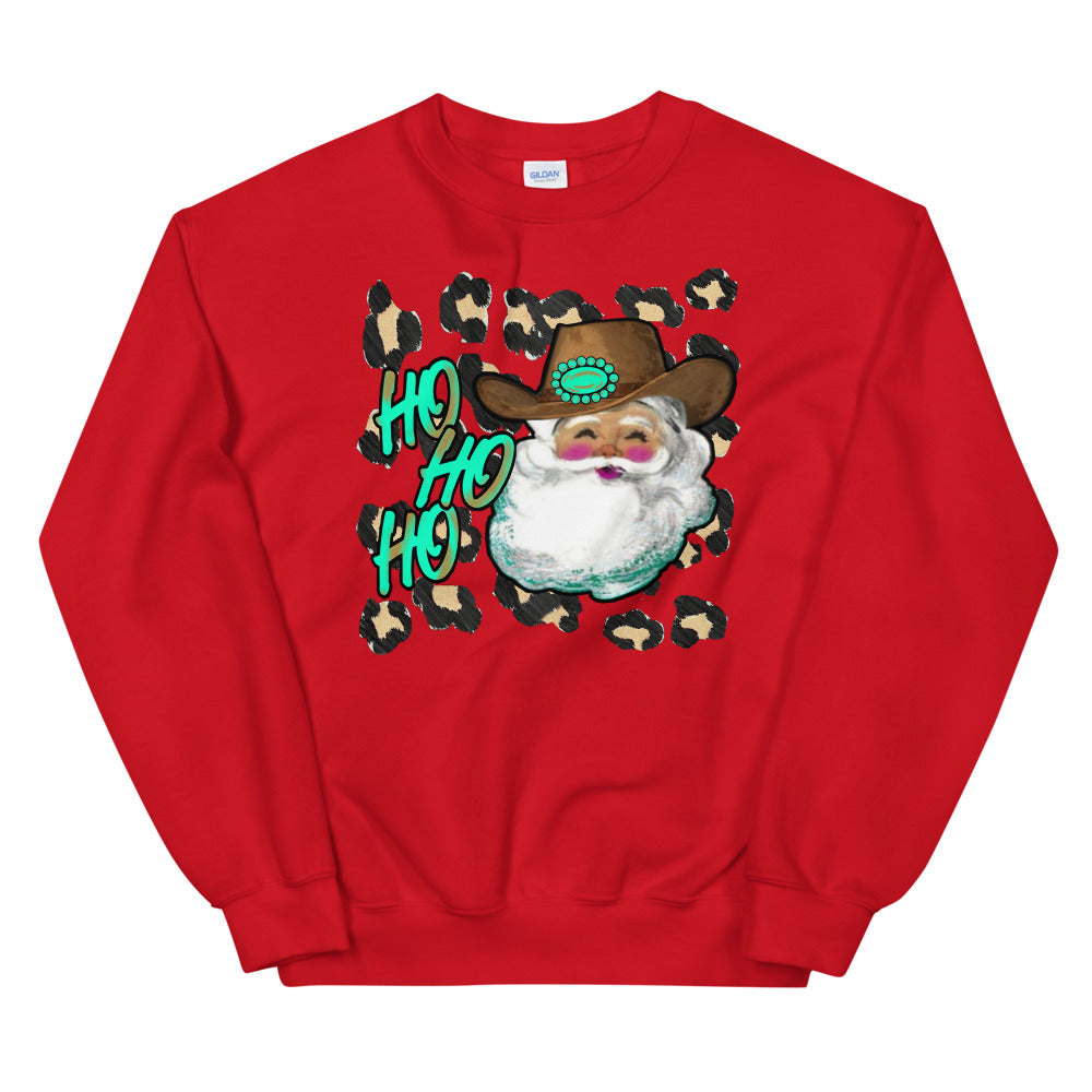 Ho Ho Ho Turquoise Santa Unisex Sweatshirt