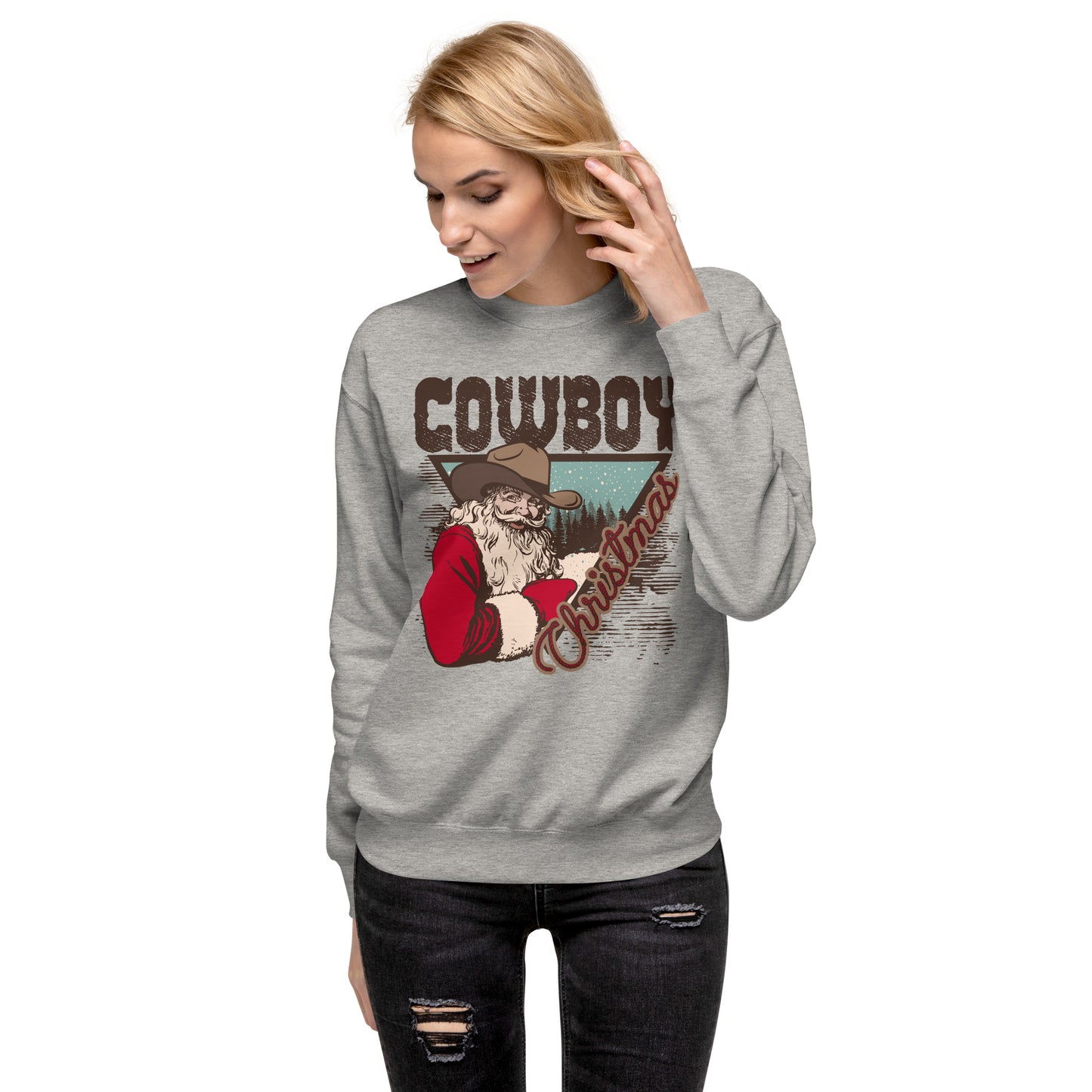 Cowboy Christmas Santa Unisex Premium Sweatshirt