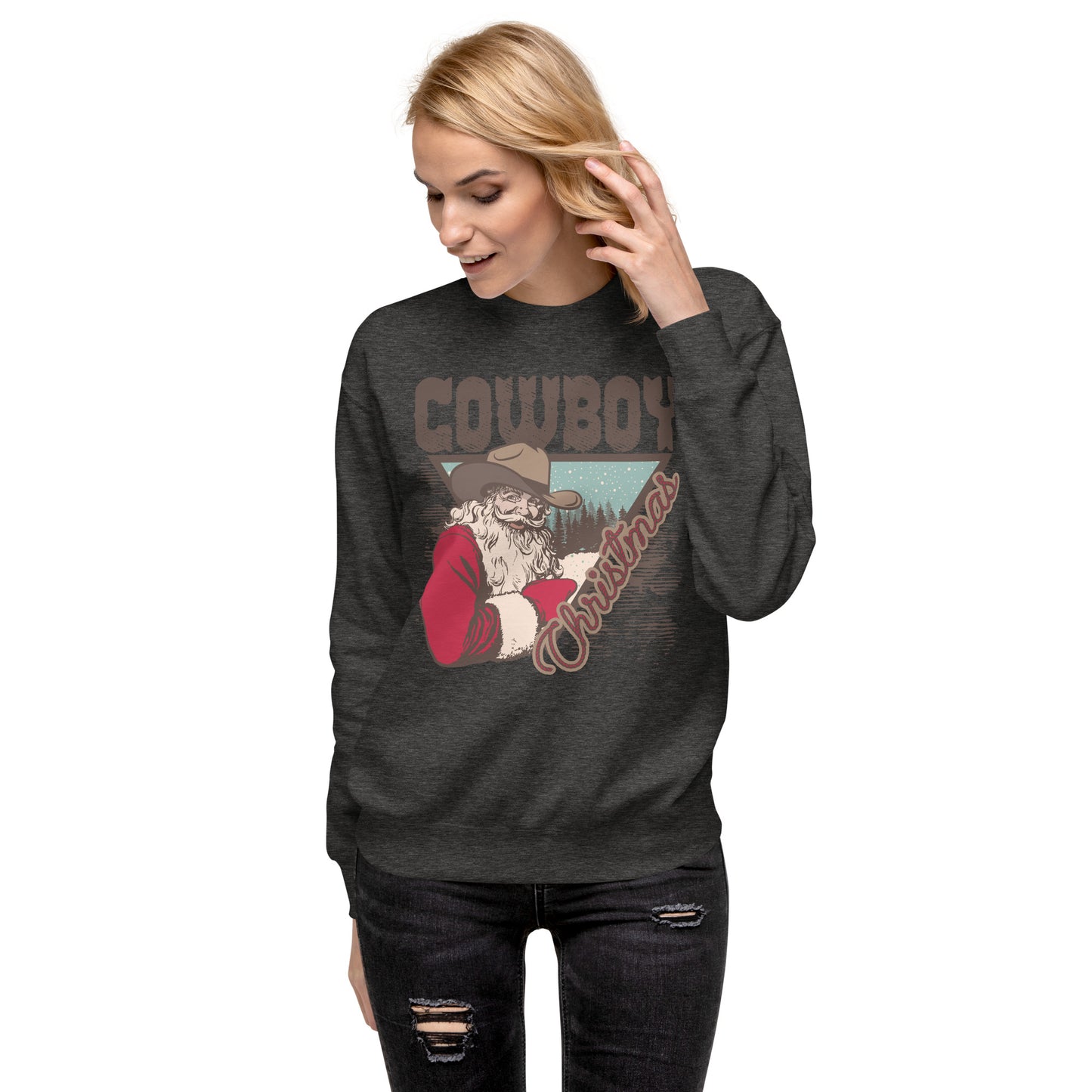Cowboy Christmas Santa Unisex Premium Sweatshirt