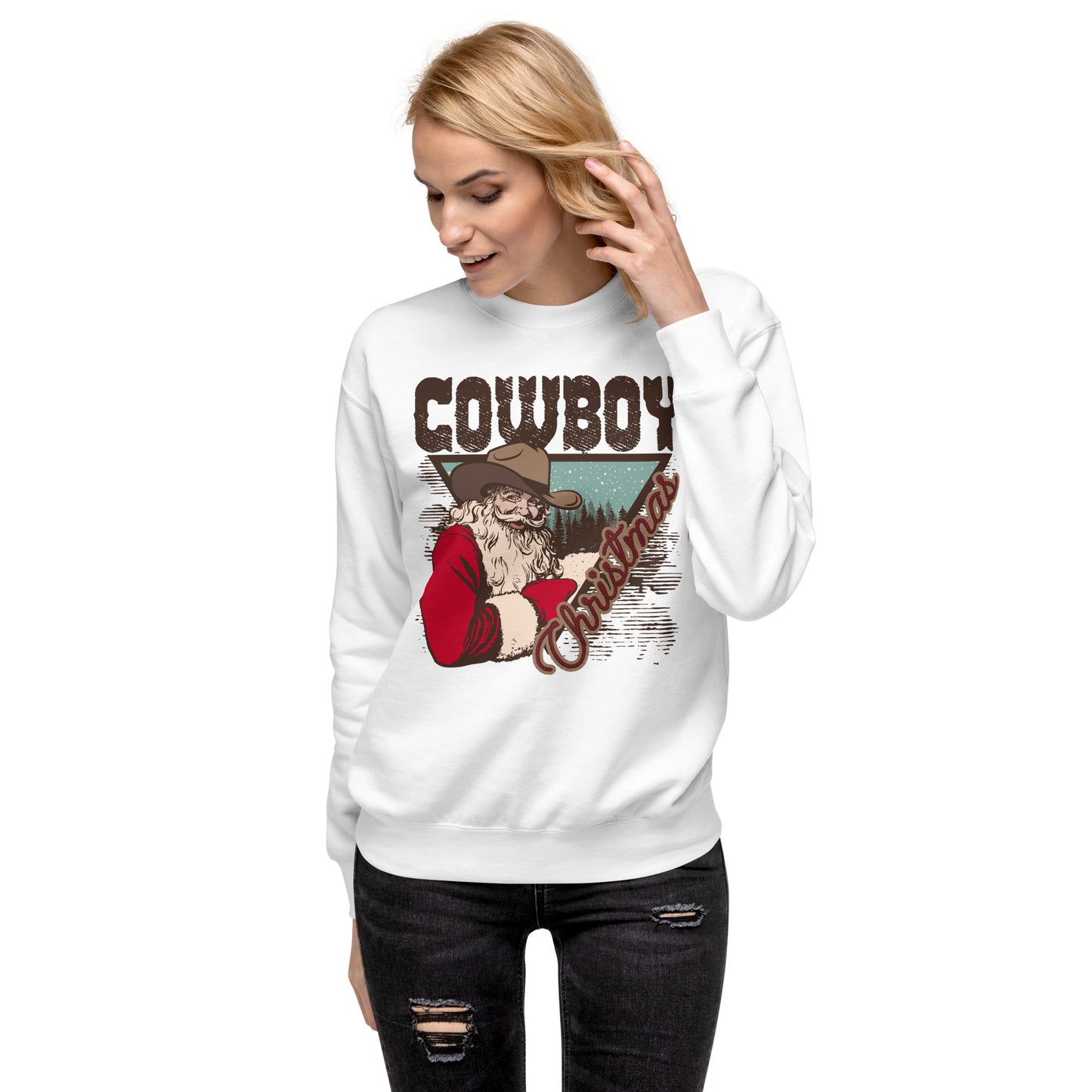 Cowboy Christmas Santa Unisex Premium Sweatshirt