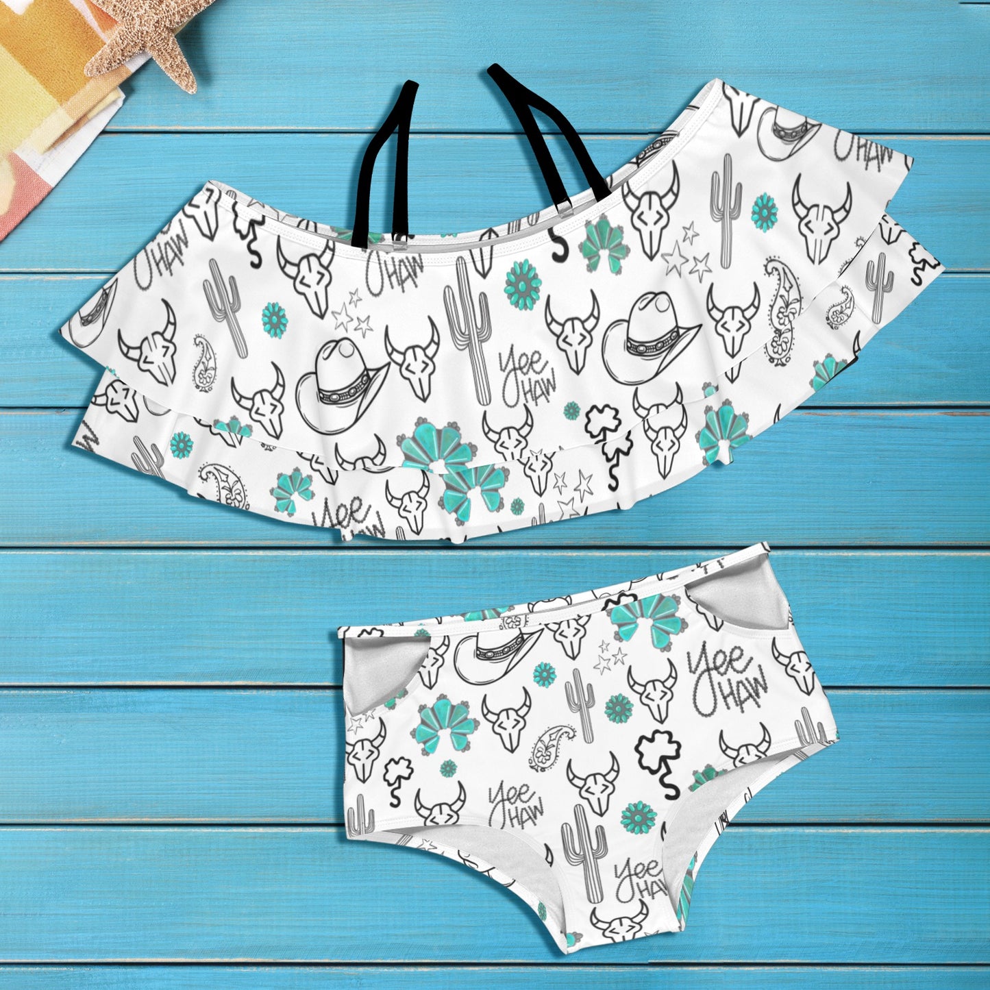 Yeehaw White Flounce Bikini