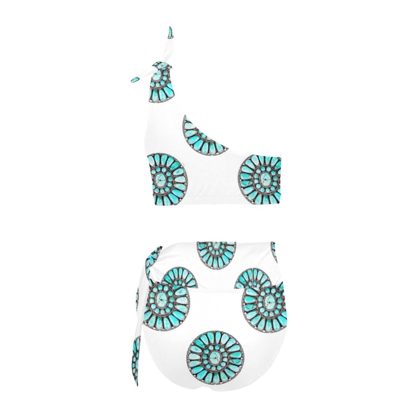 Turquoise Stone Shoulder Bikini Women's One Shoulder Bikini Set(ModelS16)