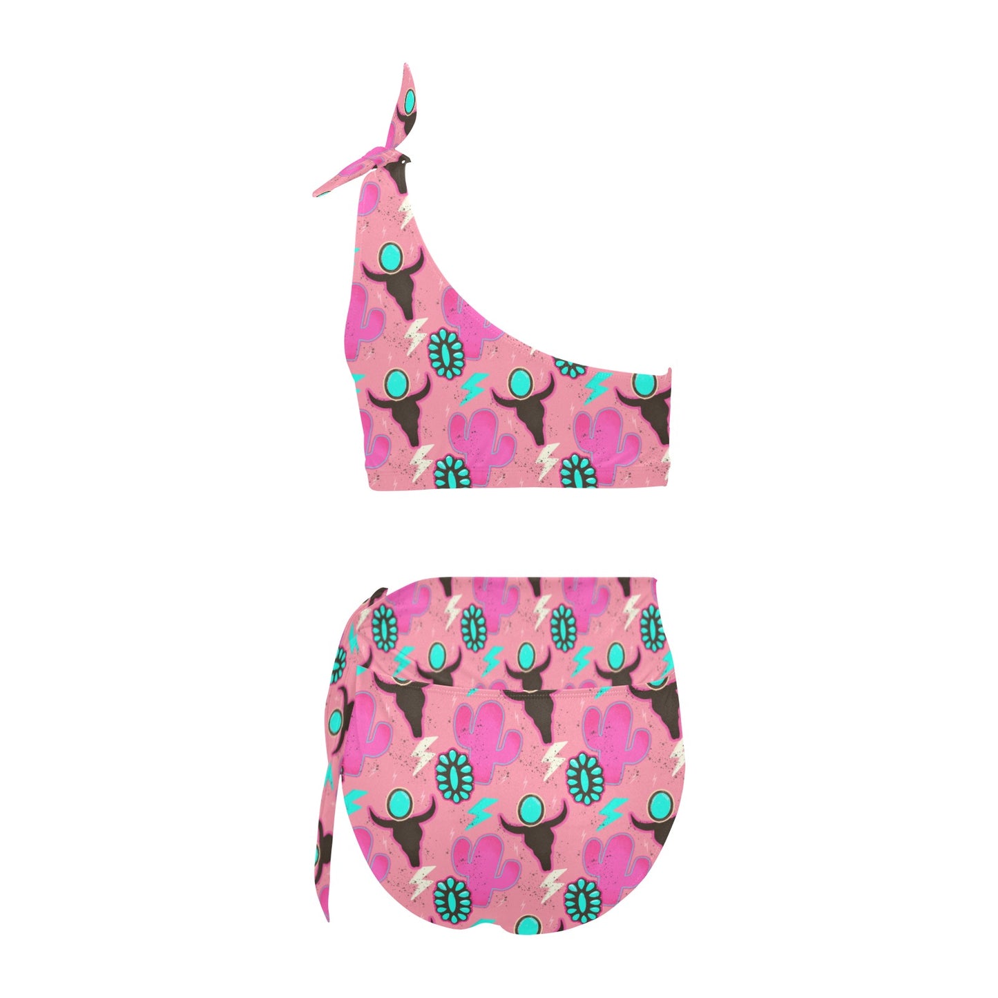 Western Barbie Shoulder Bikini Women's One Shoulder Bikini Set(ModelS16)