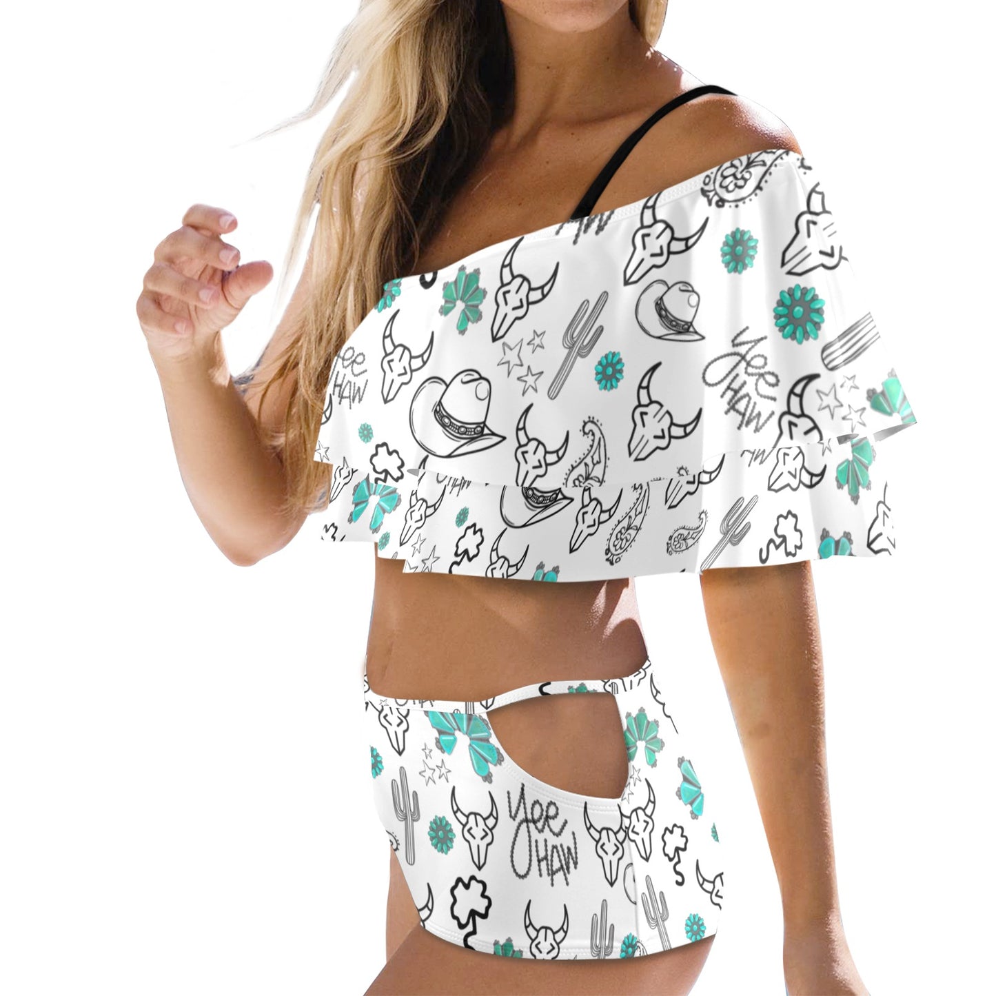 Yeehaw White Flounce Bikini