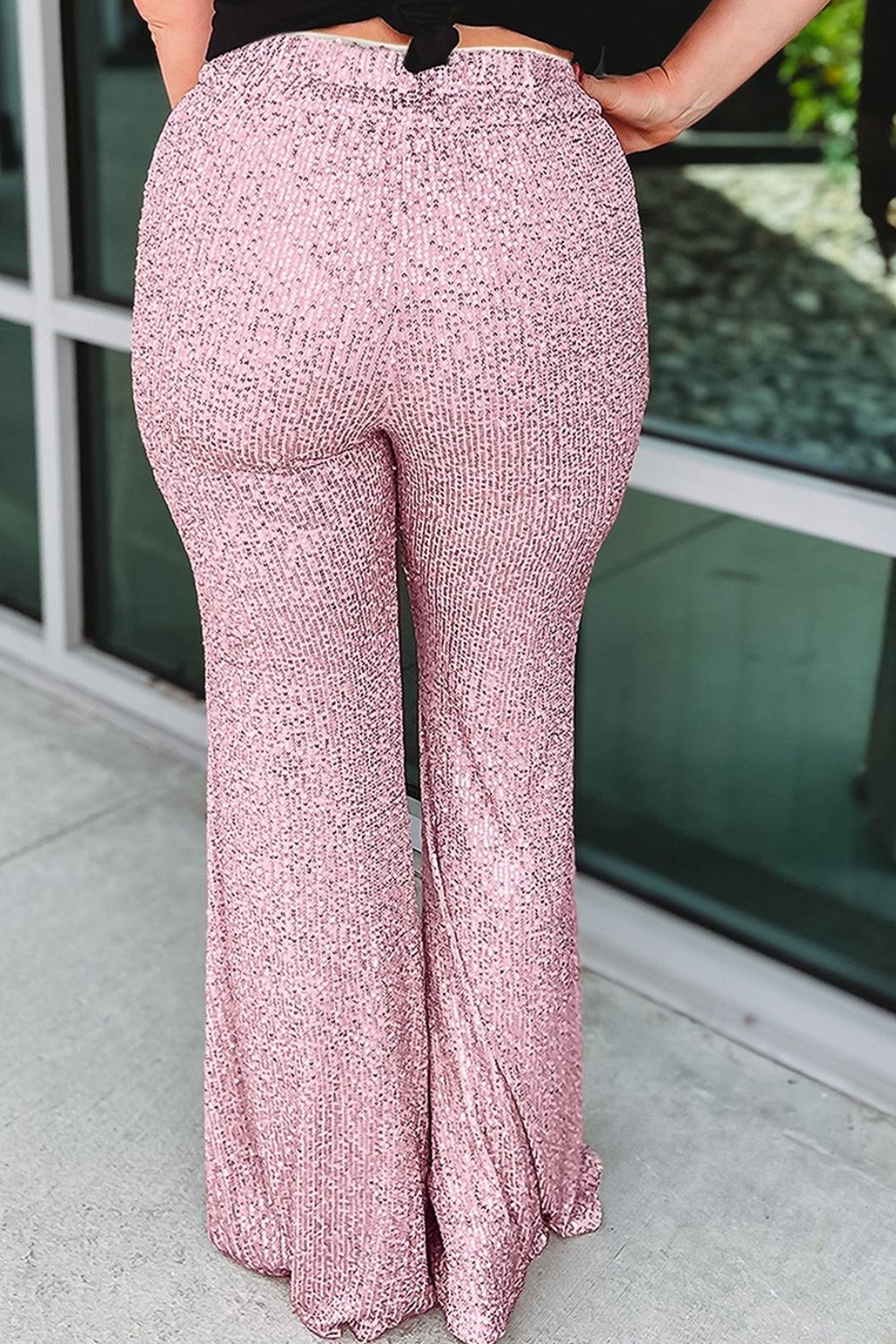 Plus Size Sequin Wide Leg Pants