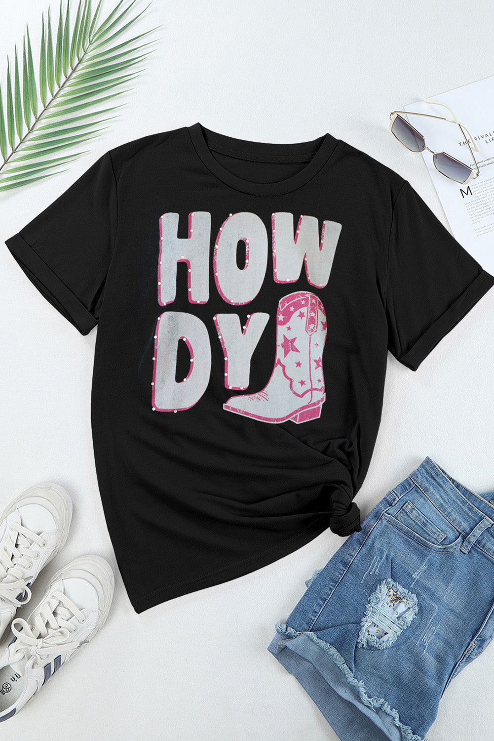 HOWDY Round Neck Short Sleeve T-Shirt