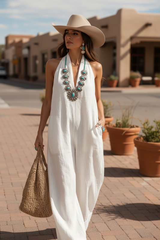 Full Size Halter Neck Wide-Leg Jumpsuit Plus Size