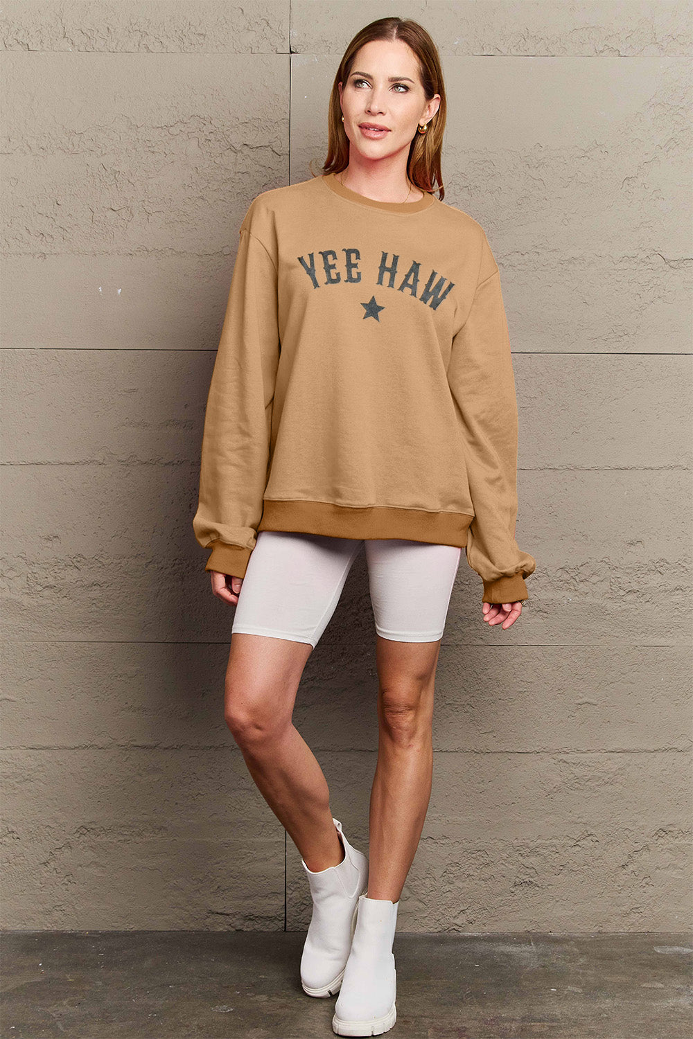 Simply Love Full Size YEEHAW Graphic Round Neck Sweatshirt