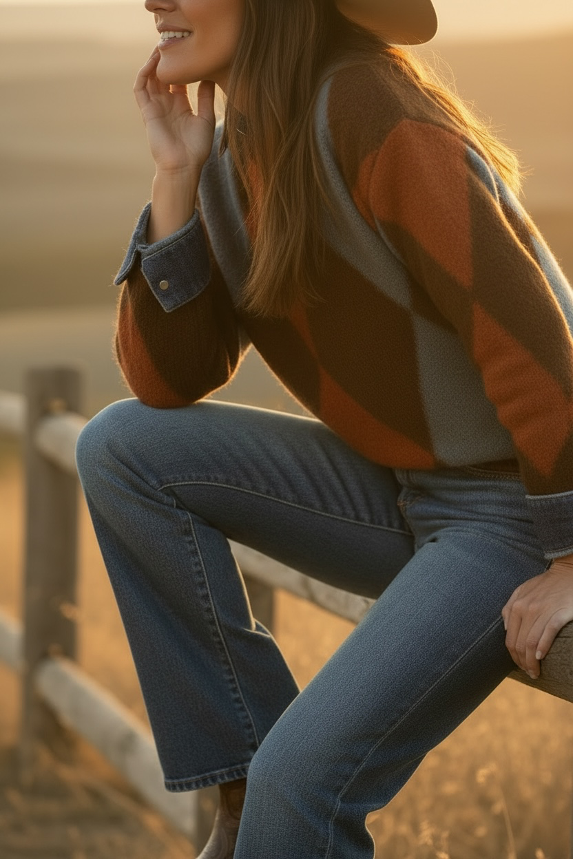 Vintage Argyle Round Neck Sweater