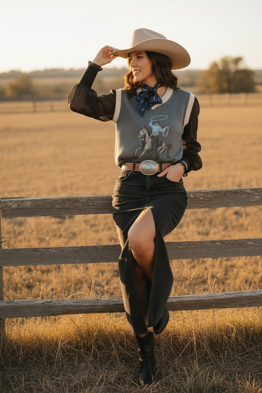 Western Graphic Knit Vest