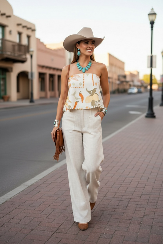 Slit Back Printed Tube Top
