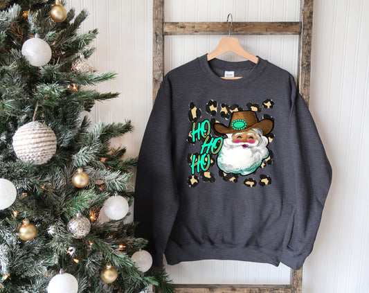 Ho Ho Ho Turquoise Santa Unisex Sweatshirt
