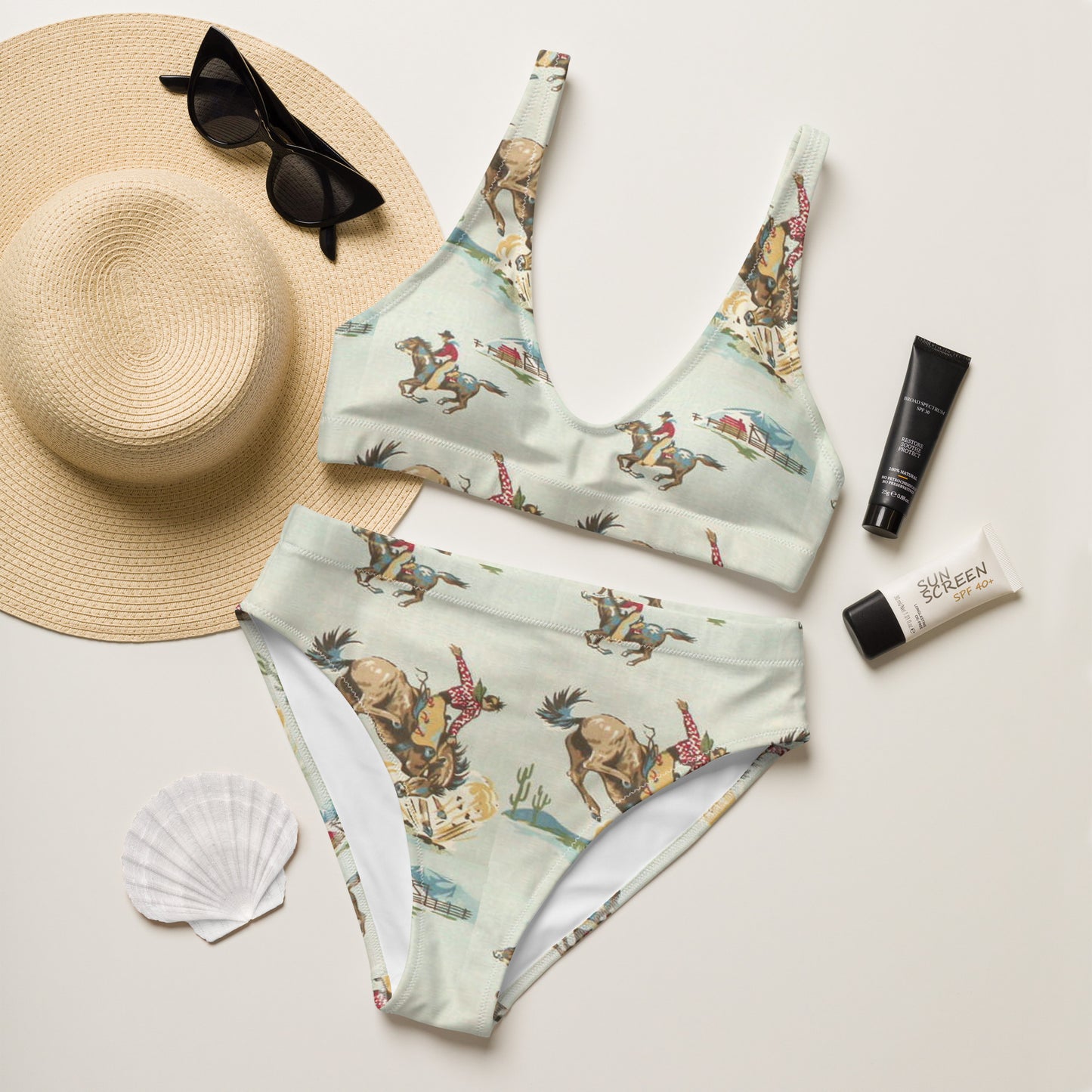 Retro Cowboy high-waisted bikini