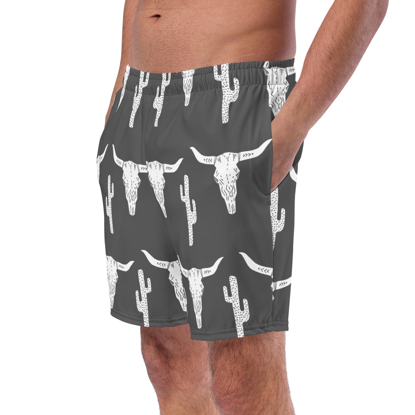 Bull Skull & Cactus Recycled Swim Trunks