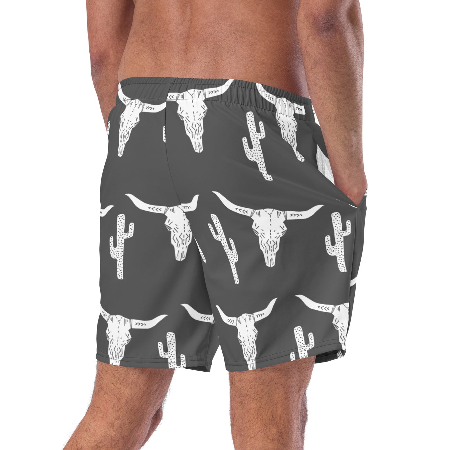 Bull Skull & Cactus Recycled Swim Trunks