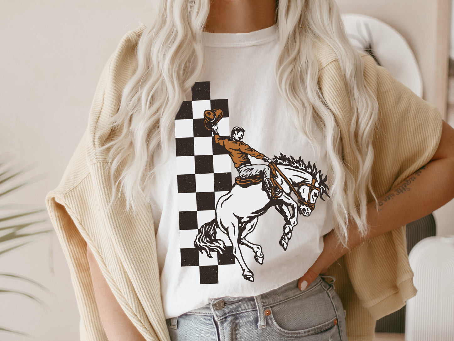 Checkered Bronc Short sleeve t-shirt