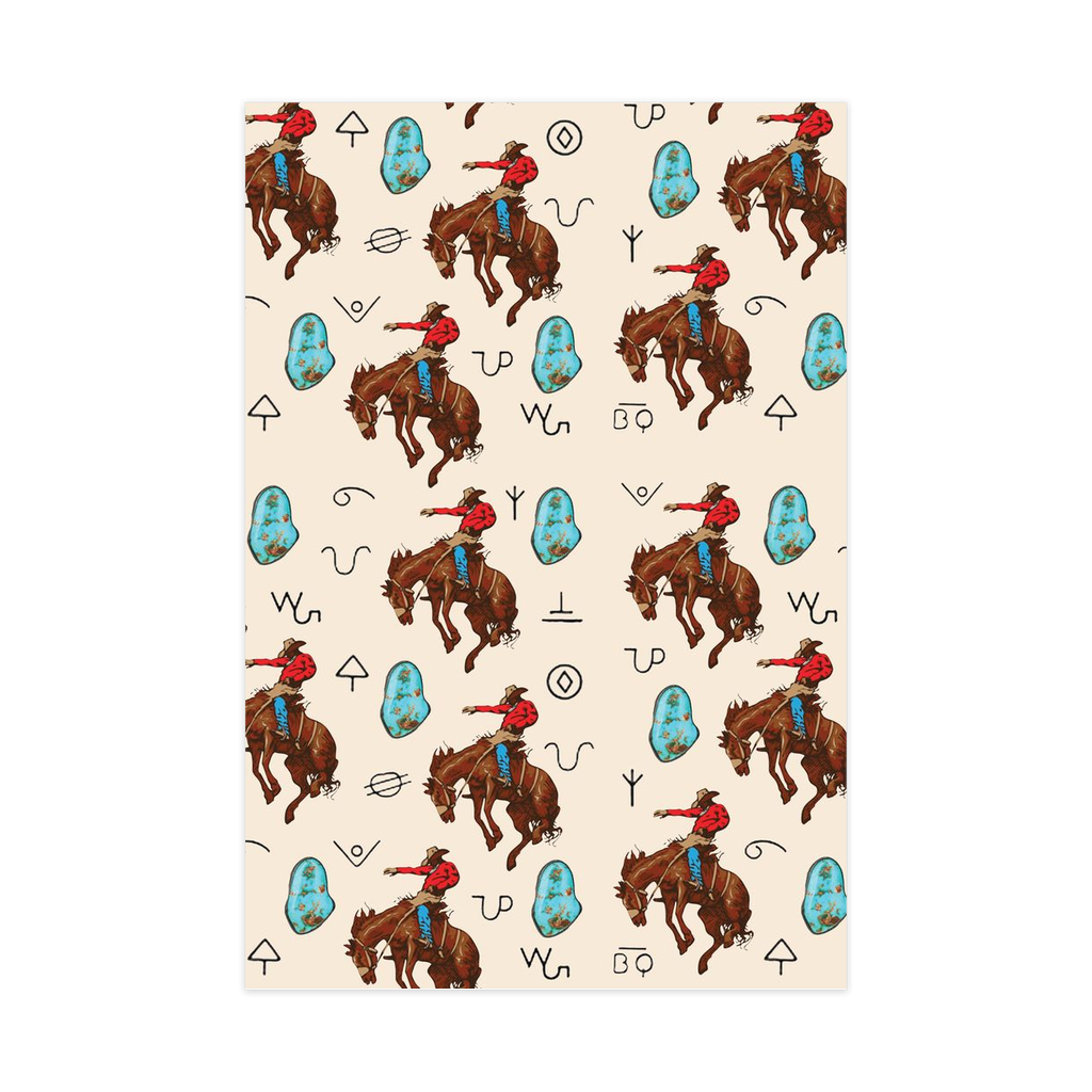 Turquoise and Broncs Cream Wrapping Paper