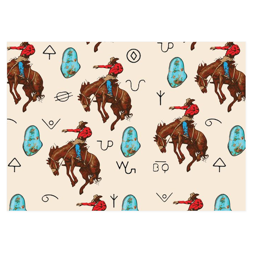 Turquoise and Broncs Cream Wrapping Paper