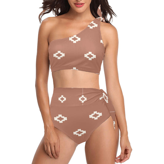 Santa Fe Shoulder Bikini Women's One Shoulder Bikini Set(ModelS16)