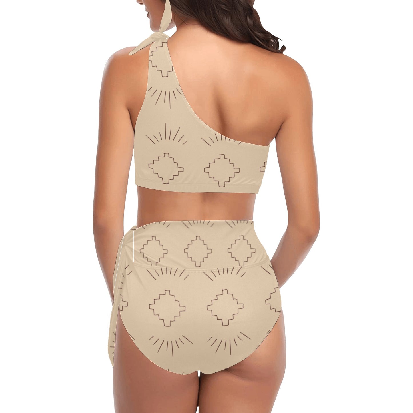 Simply Aztec Shoulder Bikini Women's One Shoulder Bikini Set(ModelS16)