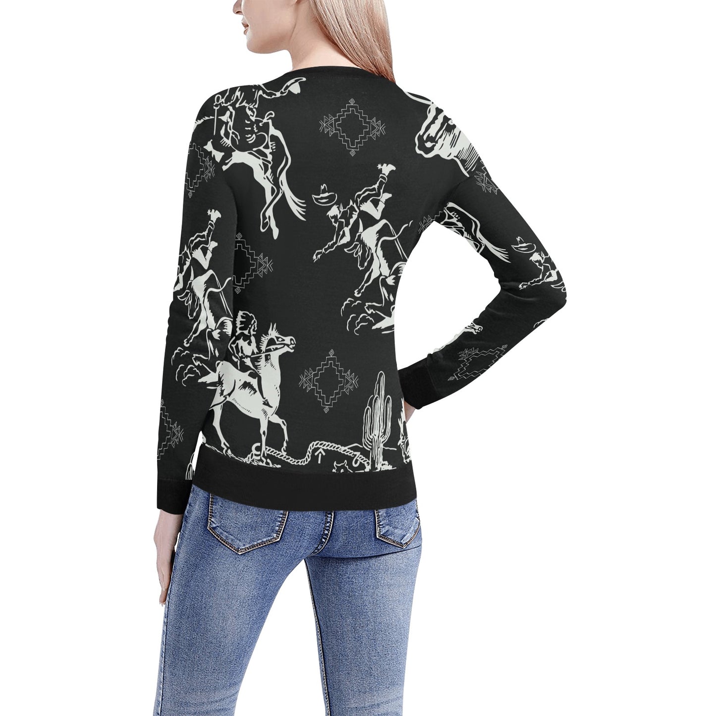 Black and White AOP Western Sweater