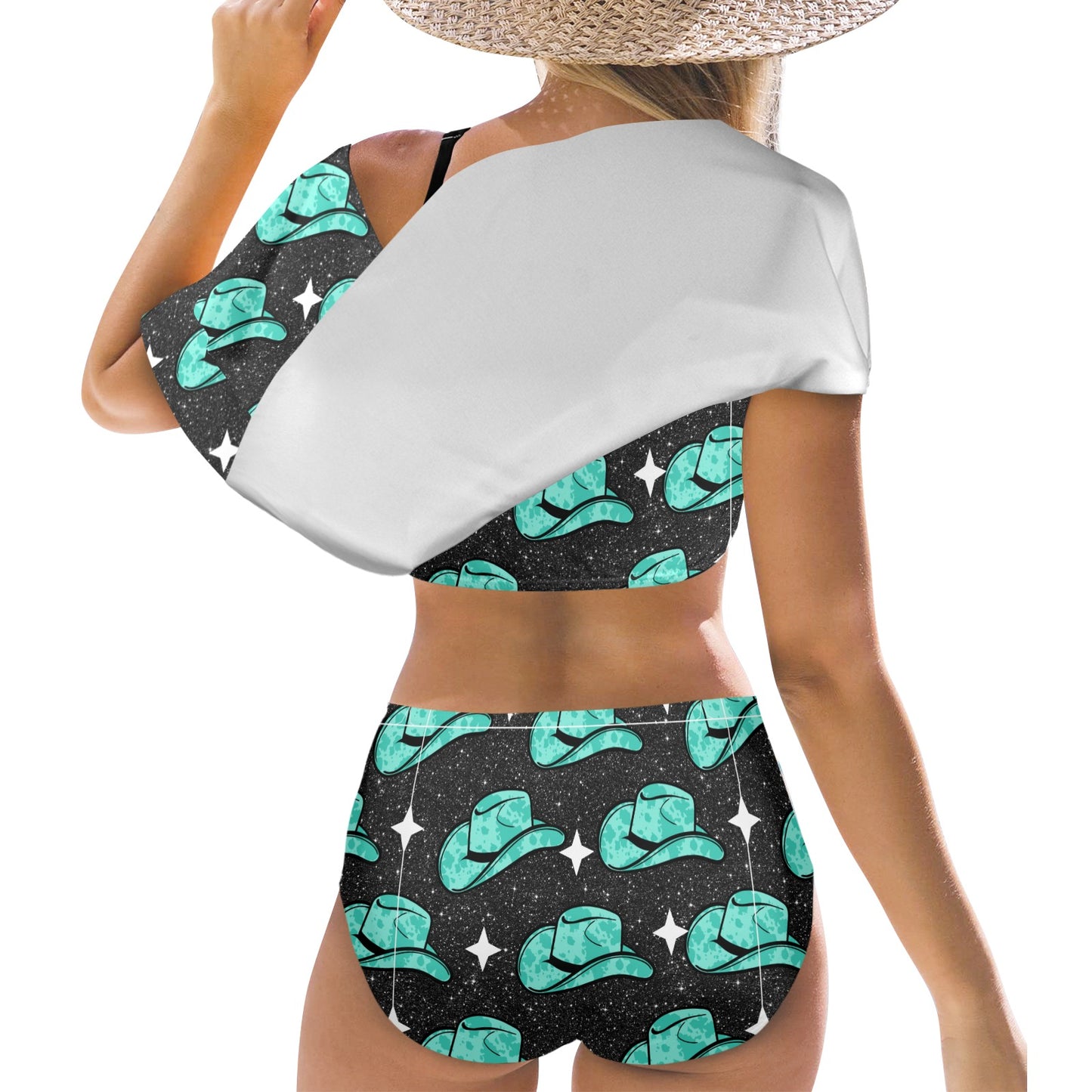 Teal Hat Flounce Bikini