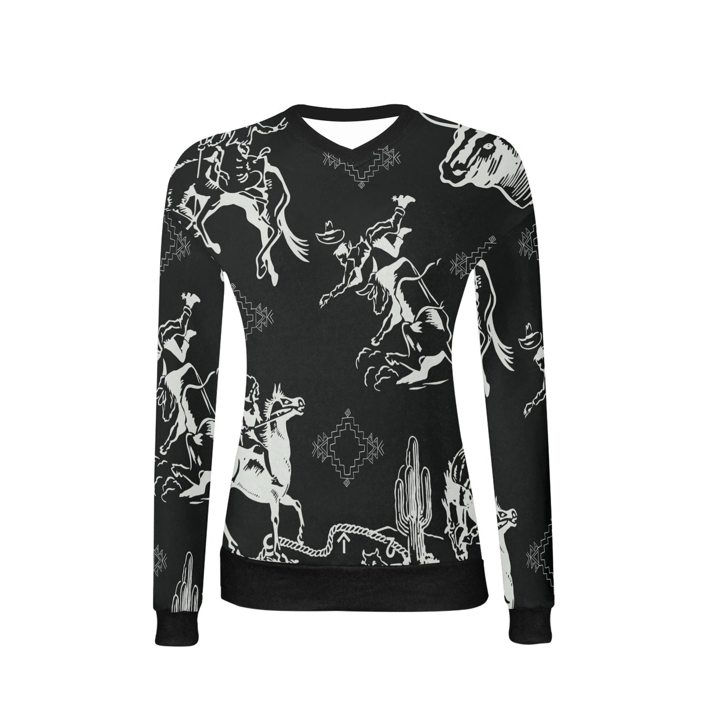 Black and White AOP Western Sweater